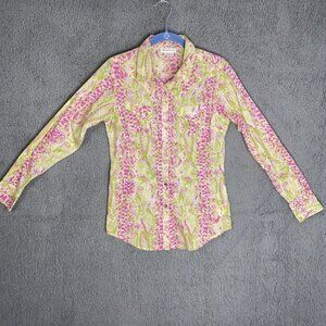 Ariat Women’s Shirt Sz S Western Saw Tooth‎ Pocket Pearl Snap Fish Scales